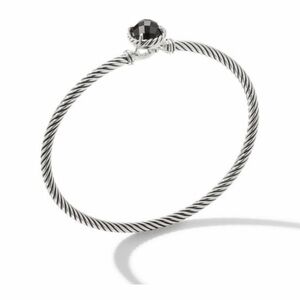 David Yurman Sterling Cable Bracelet with Faceted Black Onyx